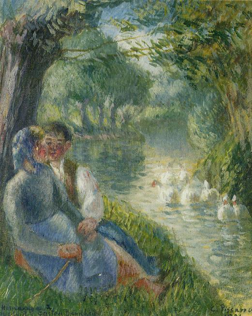 Lovers Seated At The Foot Of A Willow Tree by Camille Pissaro